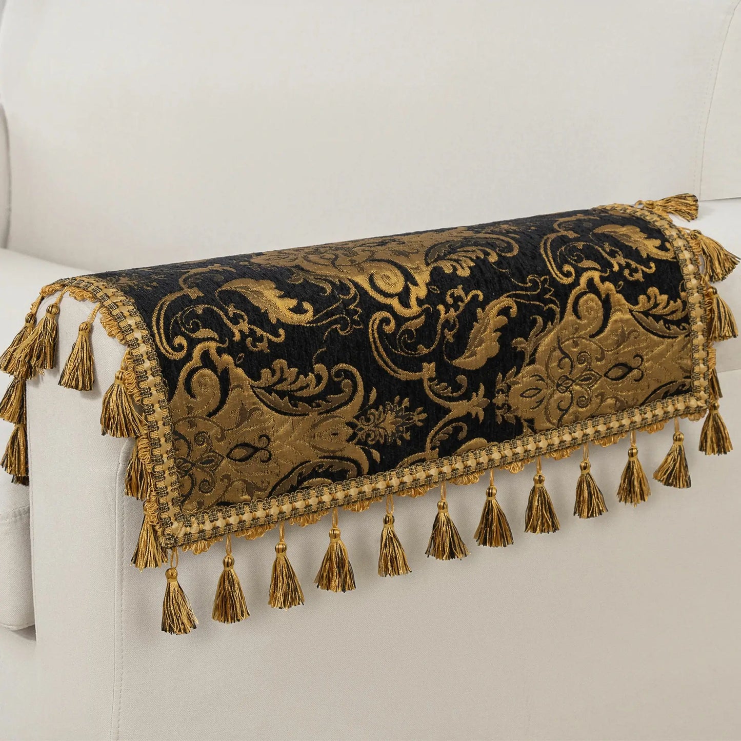 Black Florence Damask Armrest Covers