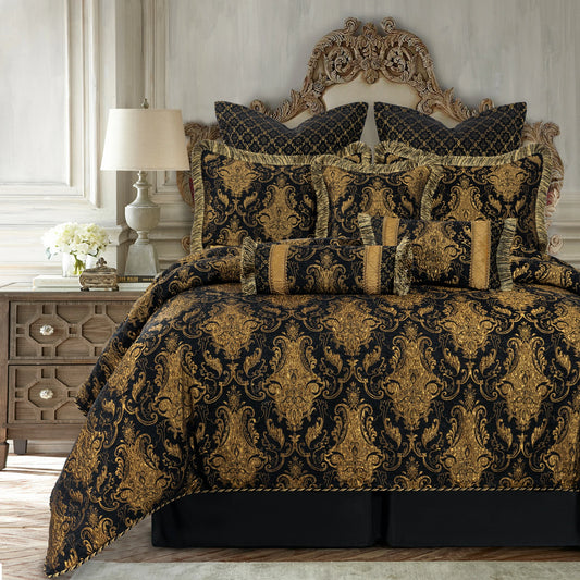 Black Florence Damask Bedding Set