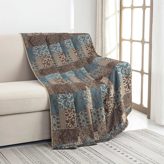 Blue Loong Patchwork Throw Blanket