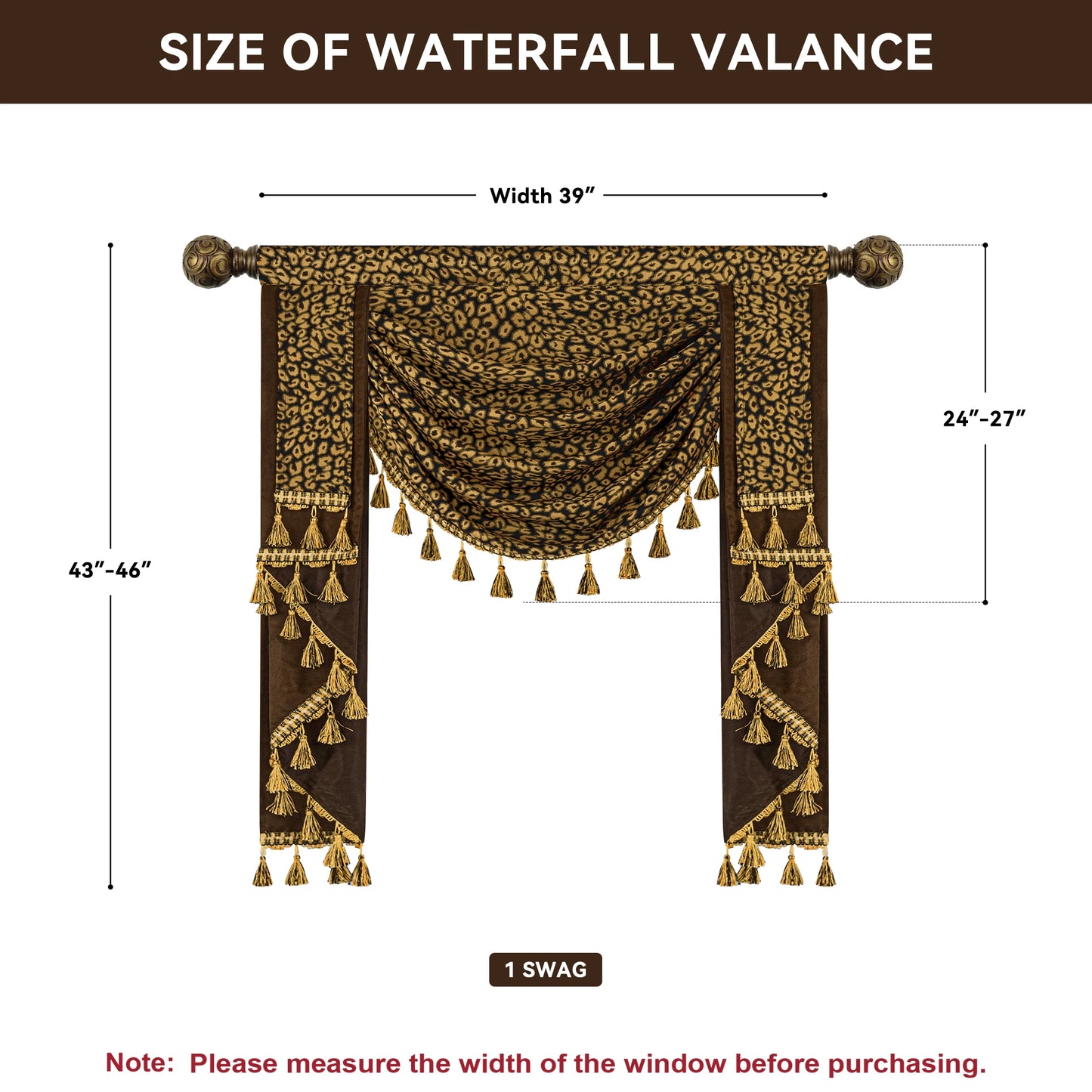 Brown Leopard Print Swag Valance