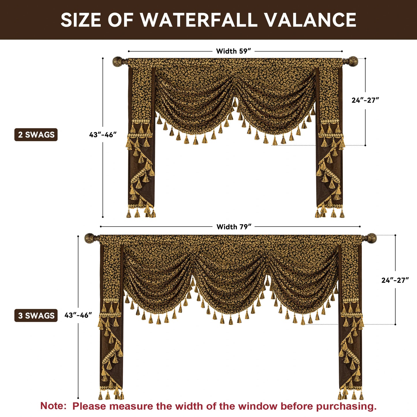 Brown Leopard Print Swag Valance