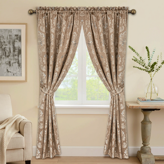 Coffee Seville Damask Curtains