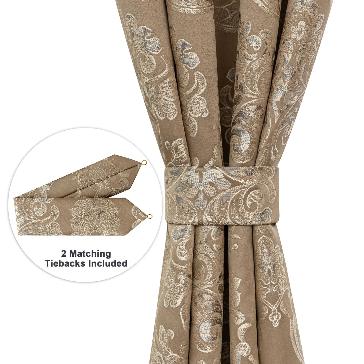Coffee Seville Damask Curtains