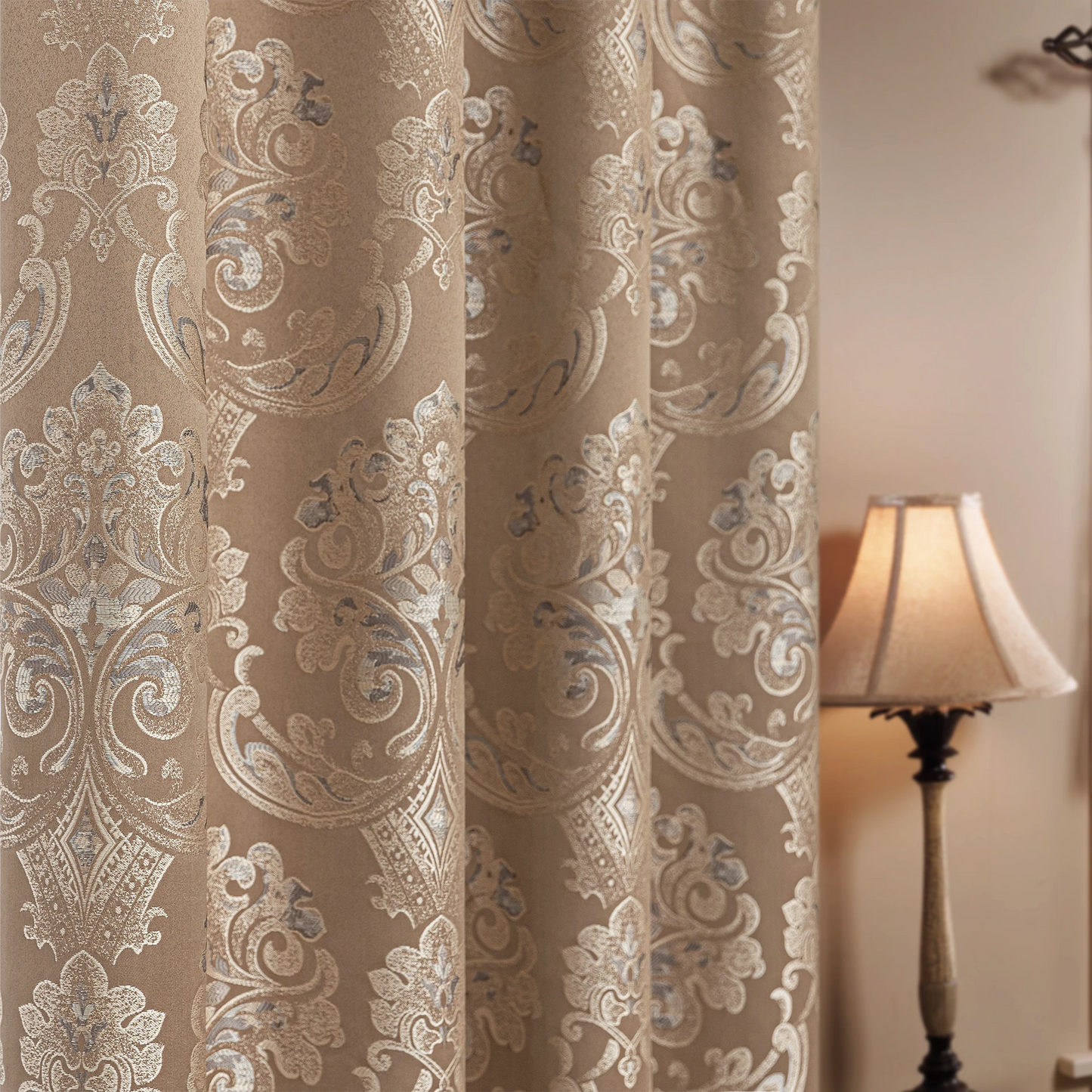 Coffee Seville Damask Curtains