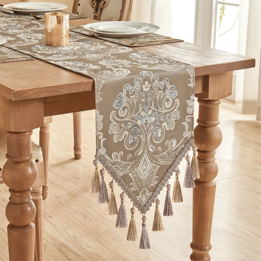 Coffee Seville Damask Table Runner