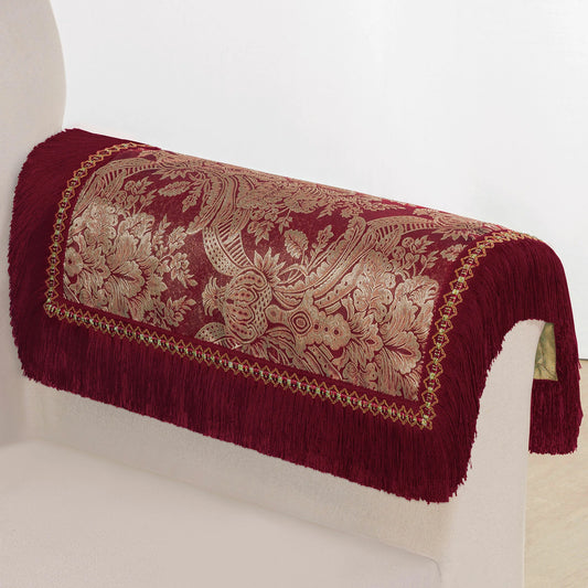 Red Noble Damask Armrest Covers