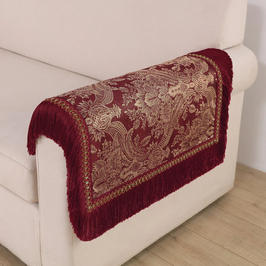 Red Noble Damask Armrest Covers