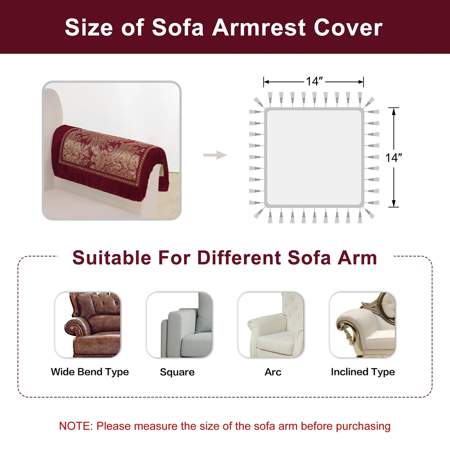 Red Noble Damask Armrest Covers