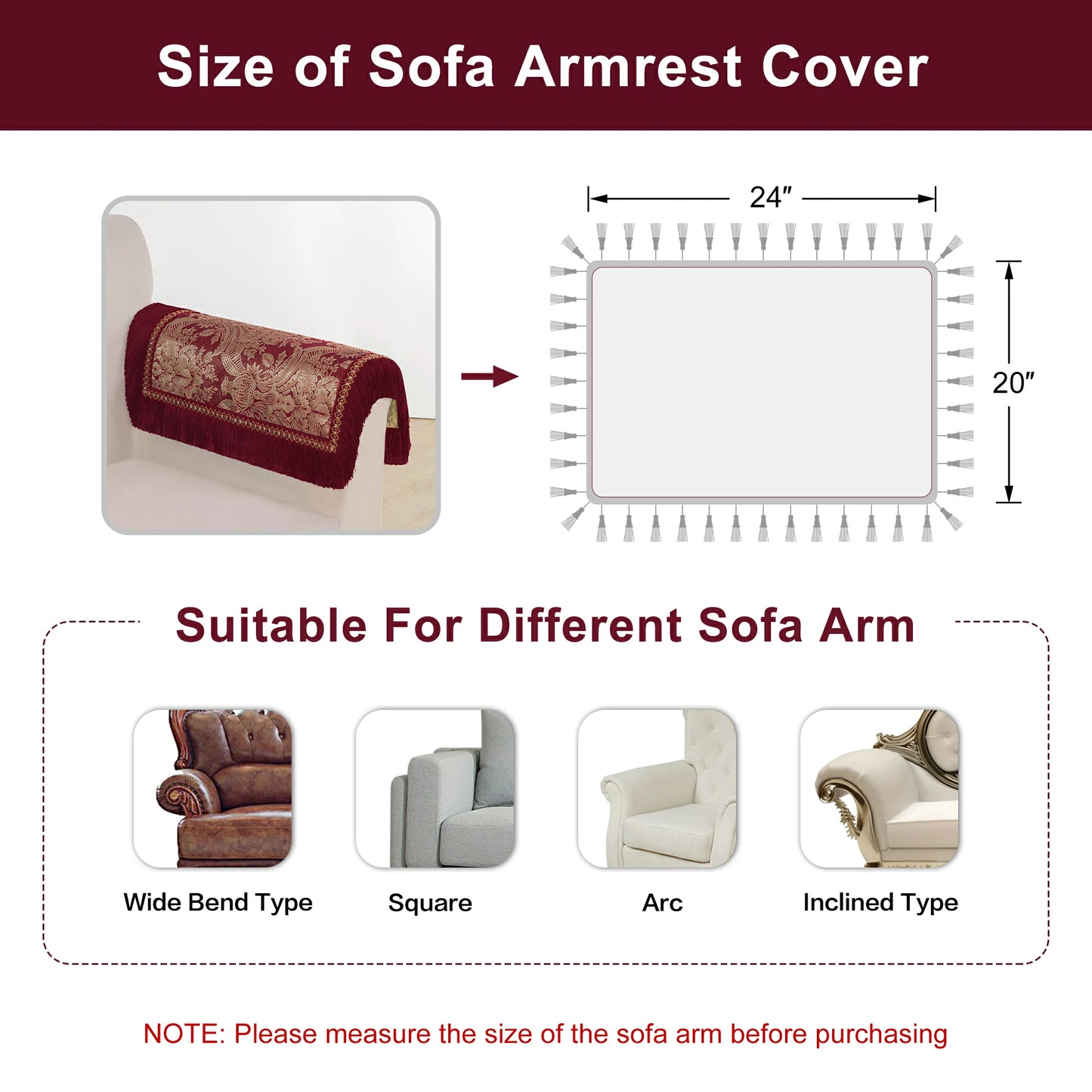 Red Noble Damask Armrest Covers