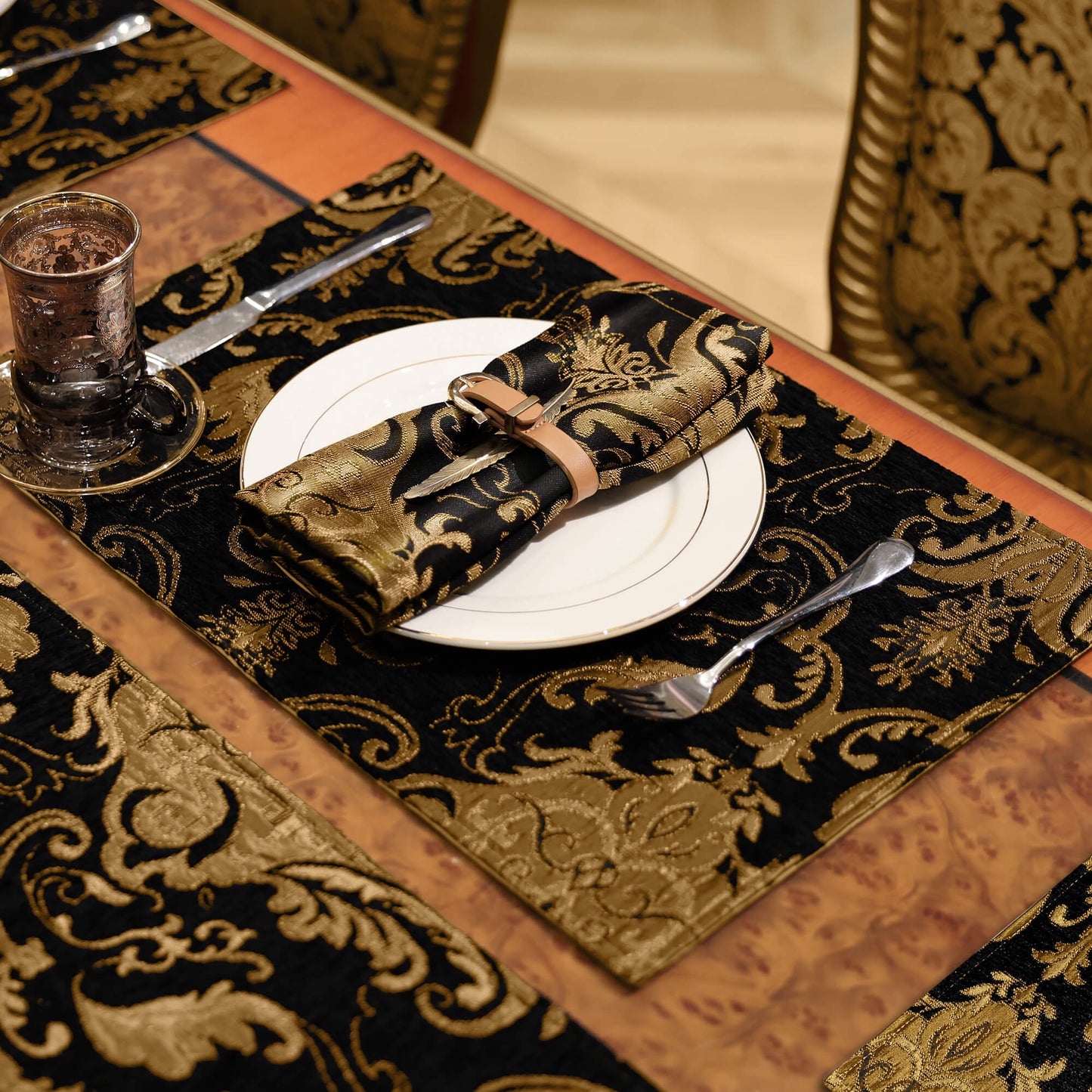 Black Florence Damask Napkins