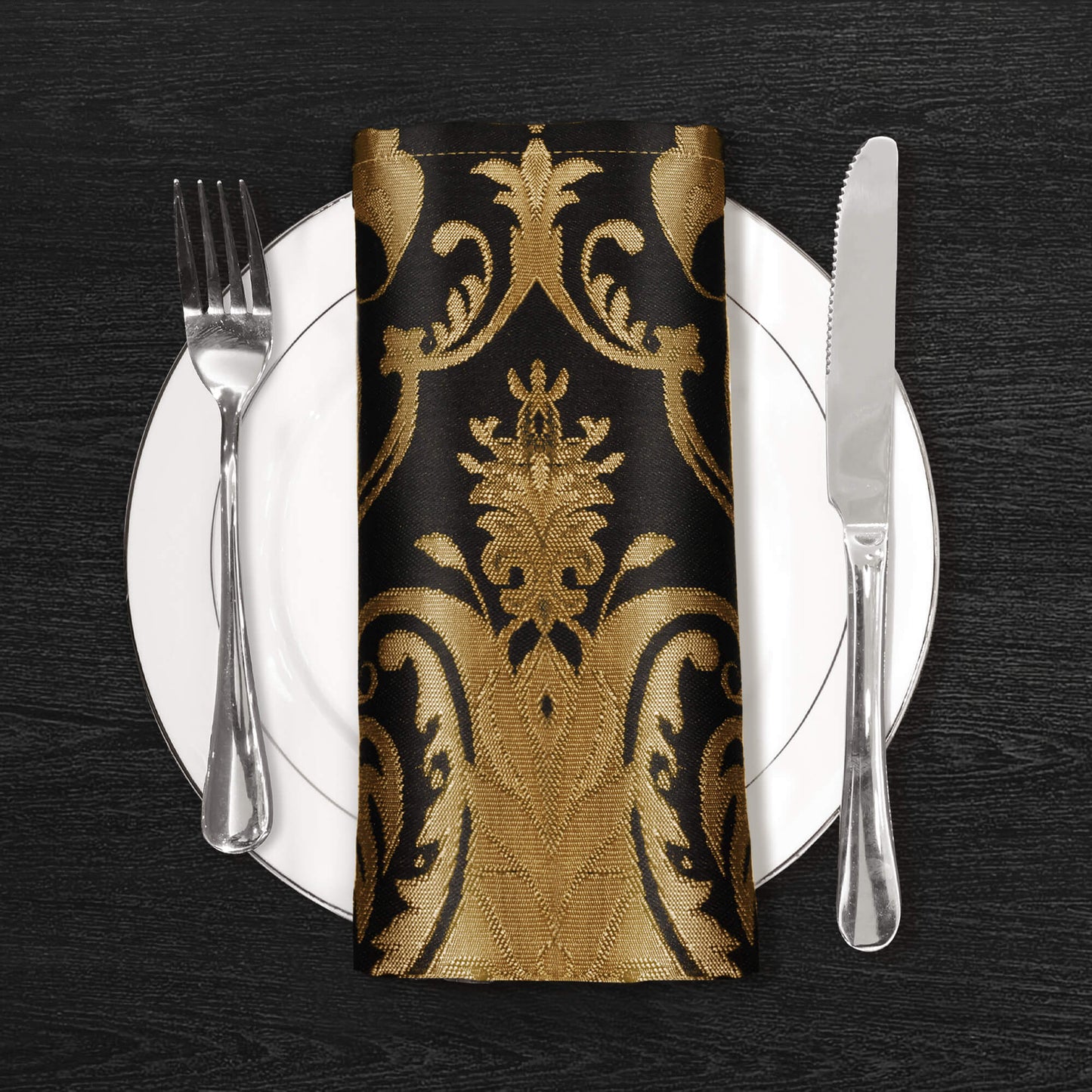 Black Florence Damask Napkins