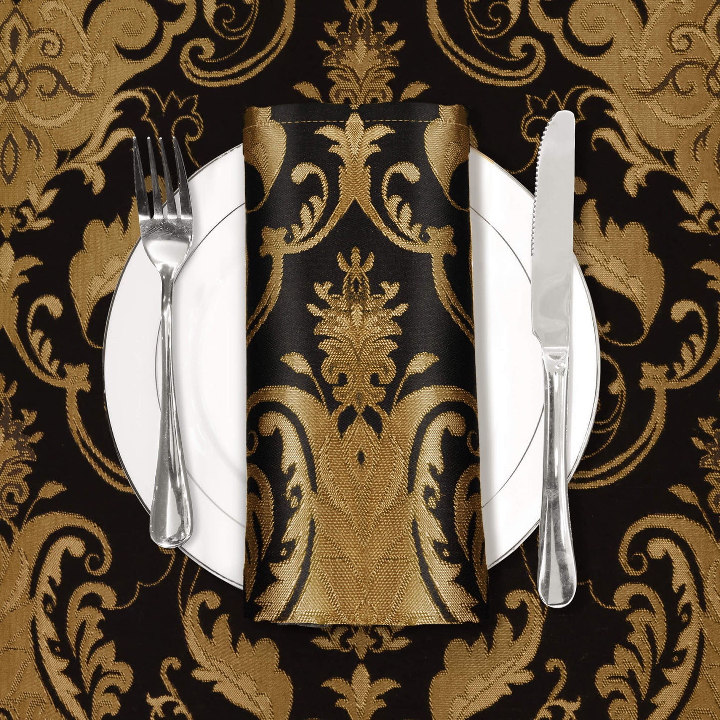 Black Florence Damask Napkins