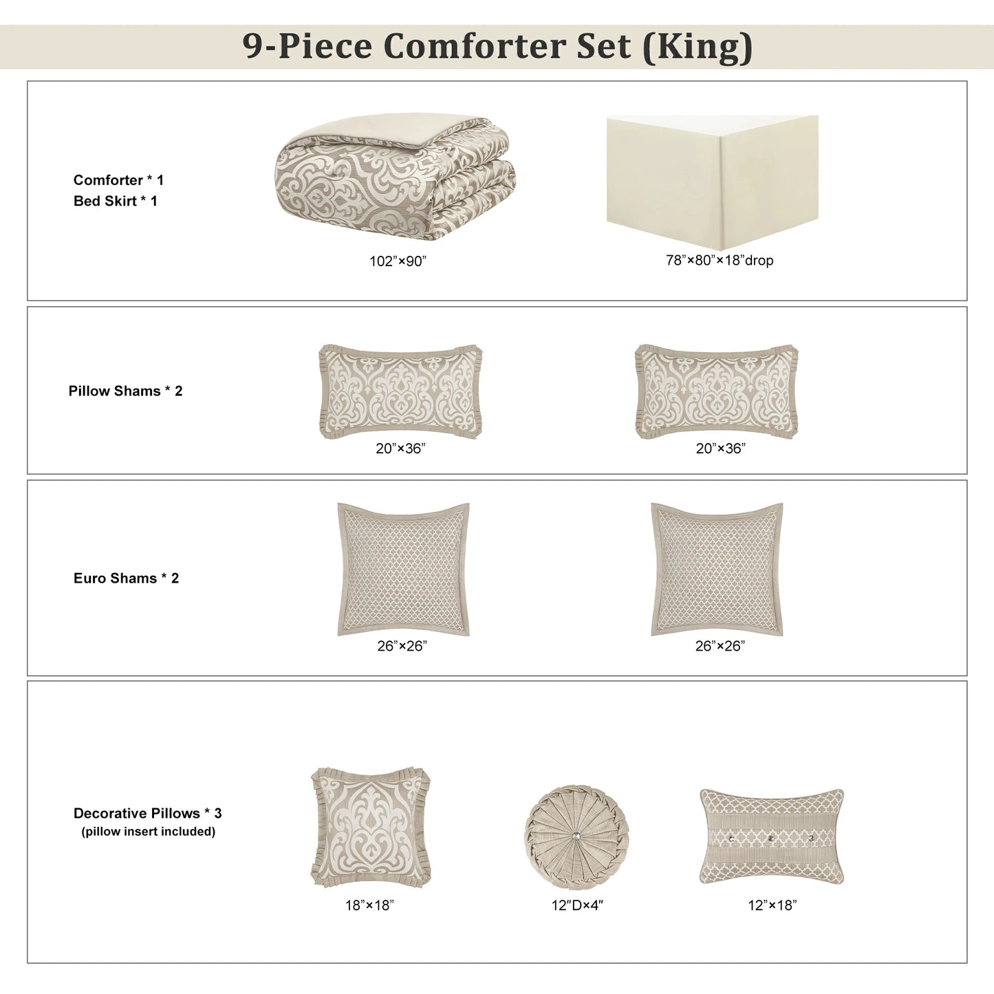 Beige Norwich Modern Bedding Set