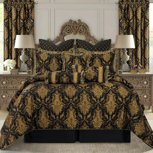 Black Florence Damask Bedding Set