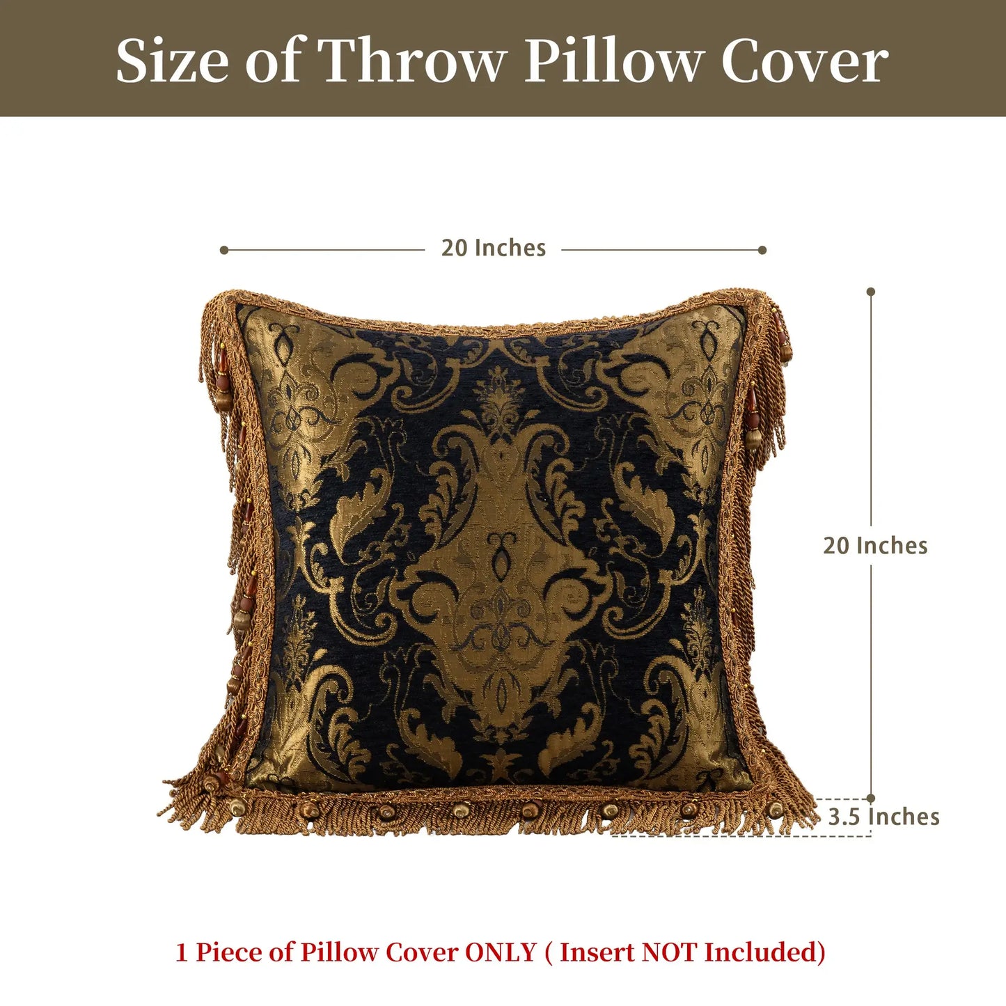 Black Florence 20" Square Pillow Sham