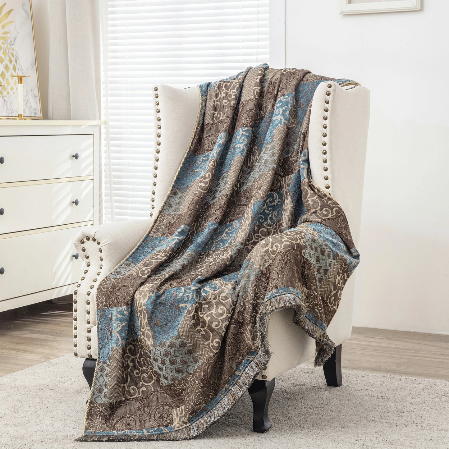 Blue Loong Patchwork Throw Blanket