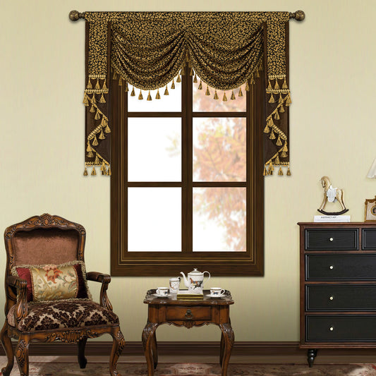Brown Leopard Print Swag Valance