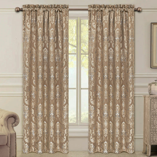 Coffee Seville Damask Curtains