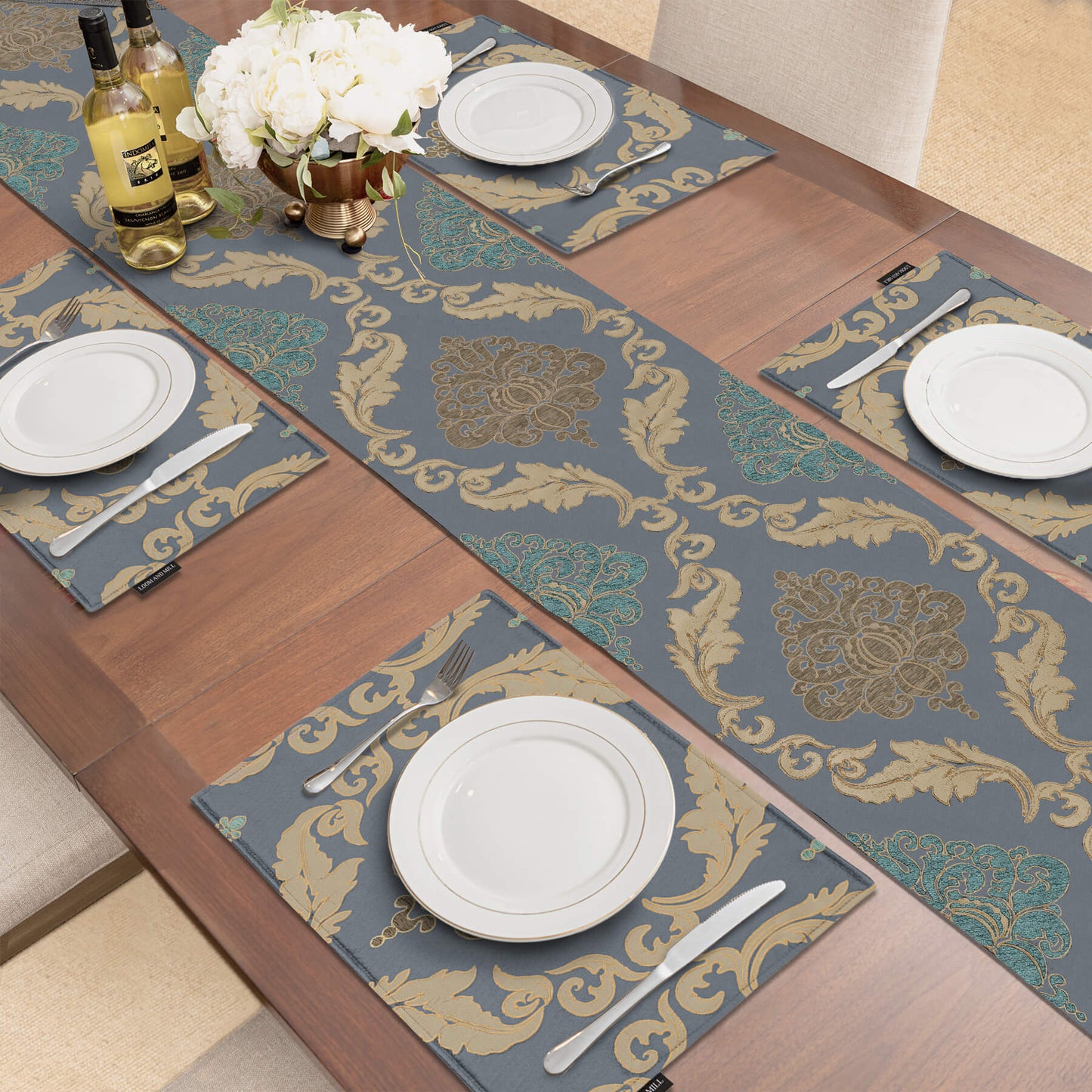 Peyton-Series-Damask-Table-Runner